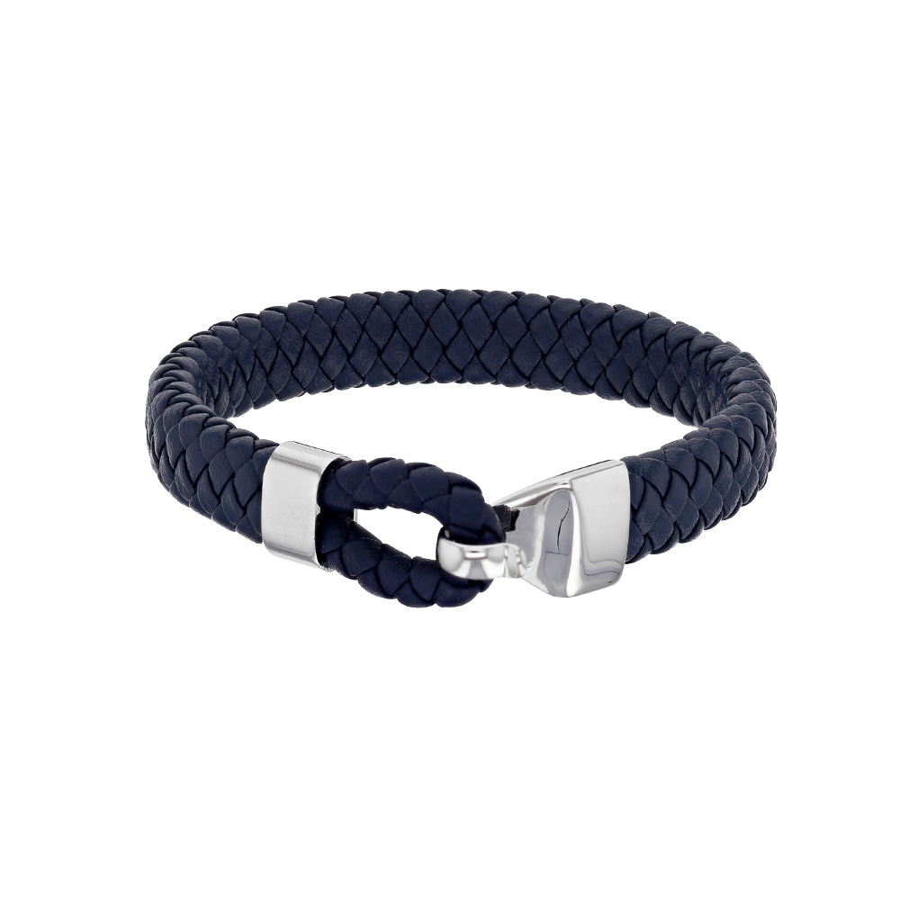 Bracelet ZÉPHYR - Bleu - Acier et cuir
