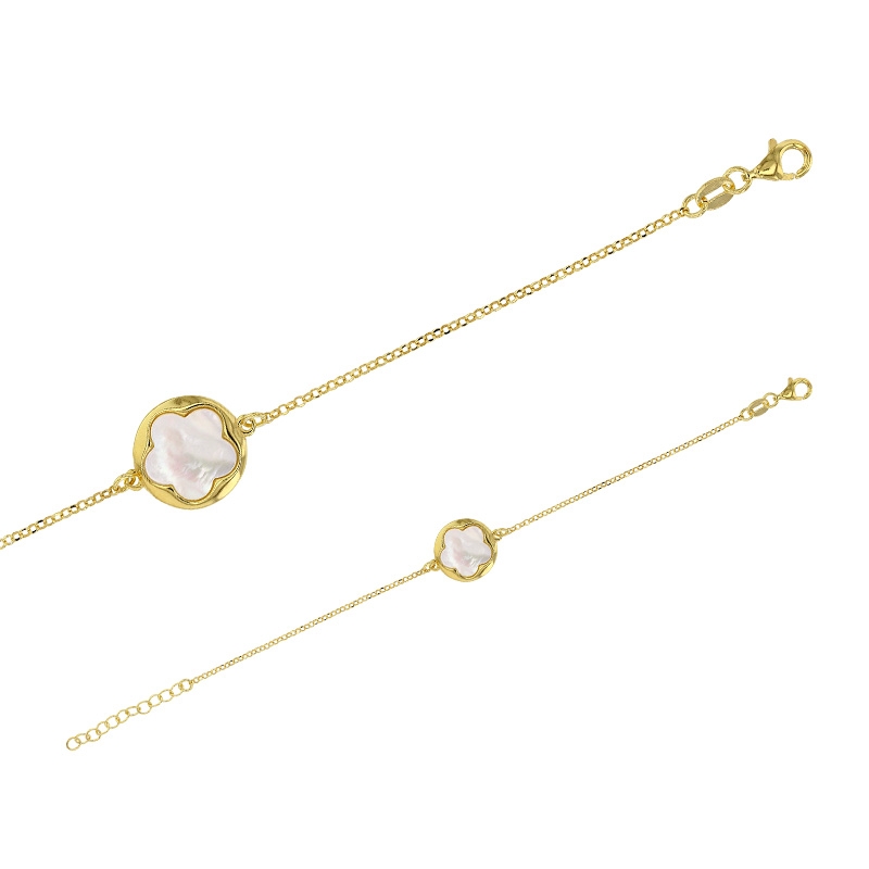 Bracelet MADRE PERLA- fleur - argent doré et nacre
