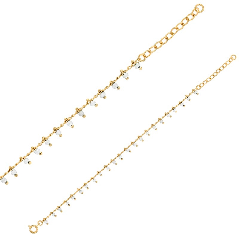 Bracelet RIO - blanc - plaqué or et perles