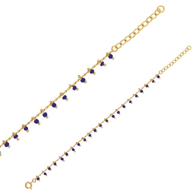 Bracelet RIO - bleu - plaqué or et perles