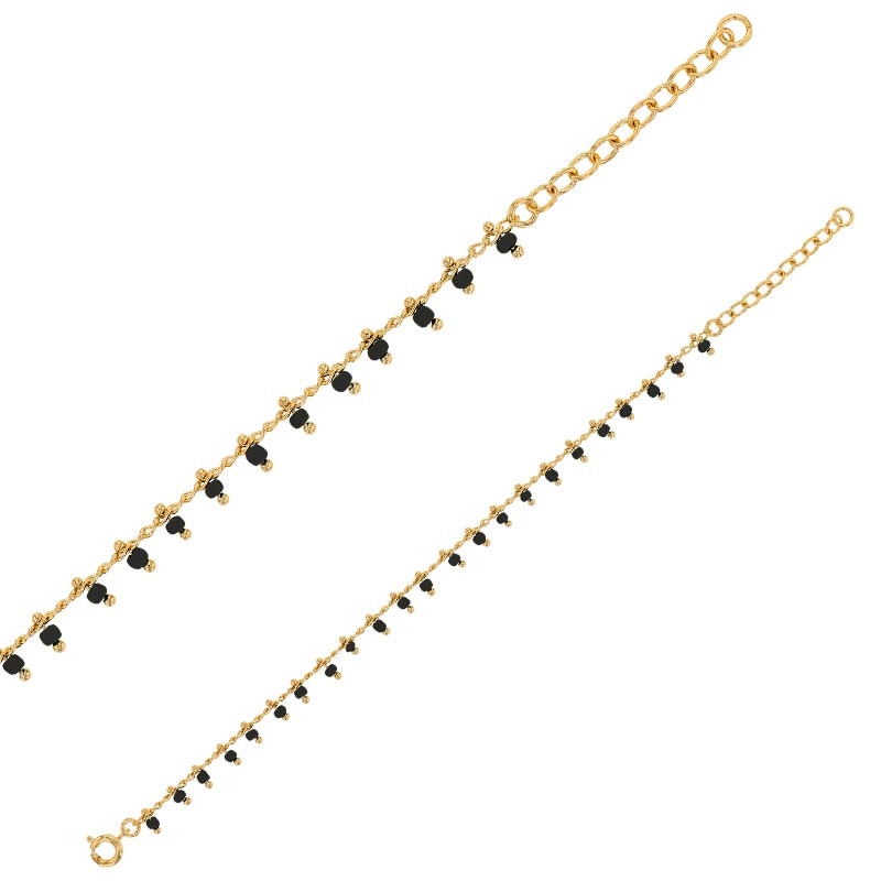 Bracelet RIO - noir - plaqué or et perles
