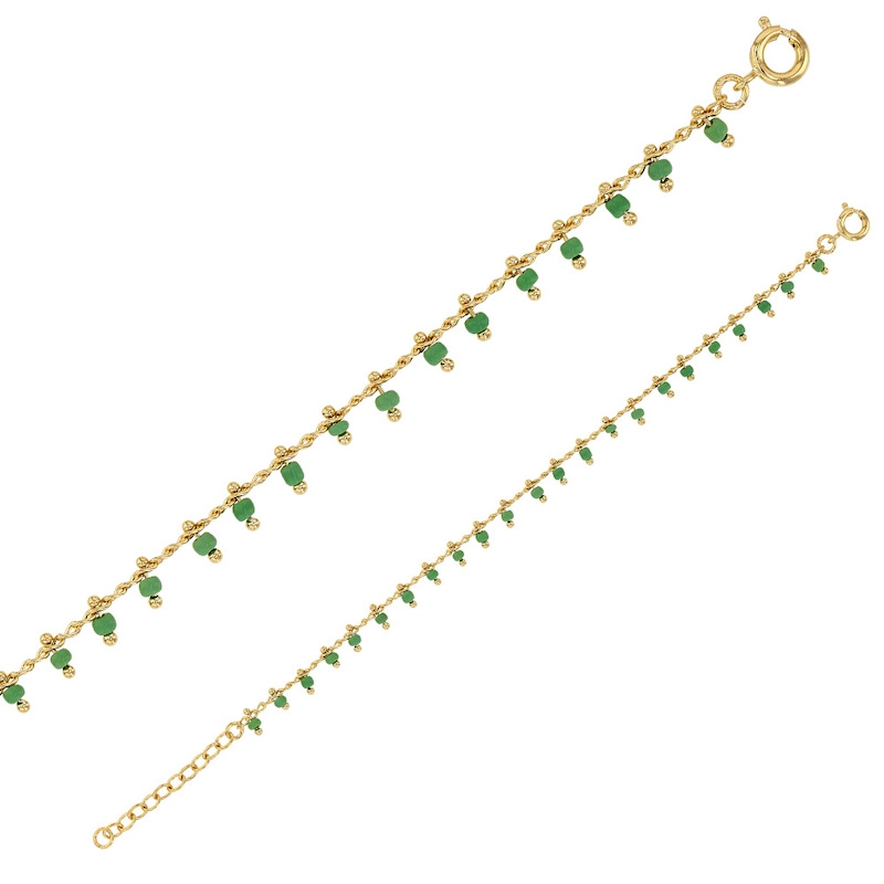 Bracelet RIO - vert - plaqué or et perles