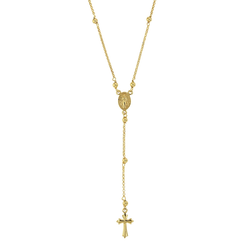 Collier lasso MADONE et CROIX - argent doré