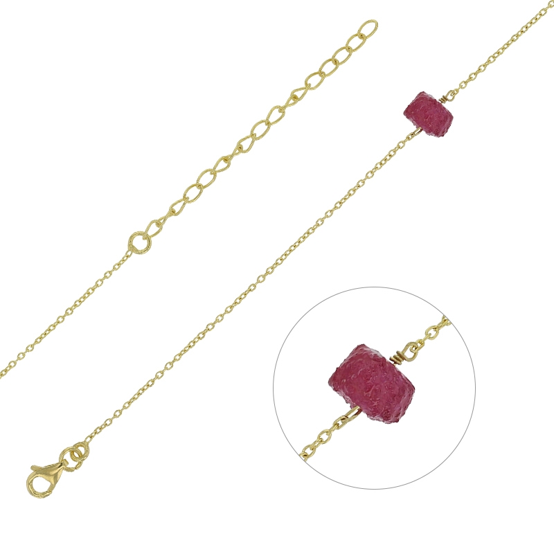 Bracelet MIA 1 pierre brute - Plaqué or & rubis