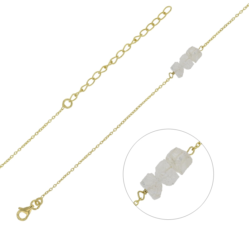 Bracelet CÉLESTE 3 pierres brutes - Plaqué or & pierre de Lune