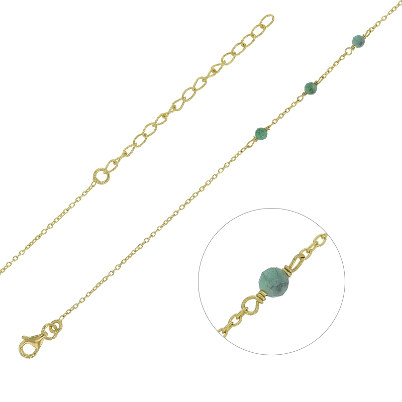 Bracelet GAÏA 3 pierres - Plaqué or & émeraude