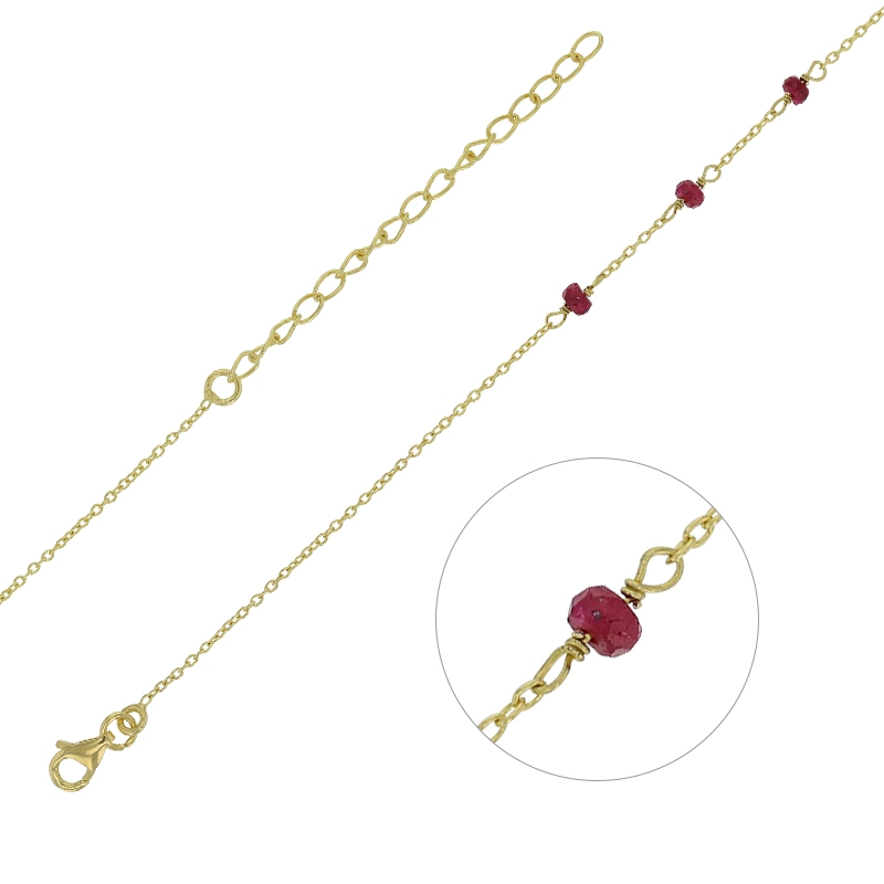 Bracelet MIA 3 pierres - Plaqué or & rubis